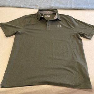 Under Armour Golf Shirt Green Loose Fit Heat Gear